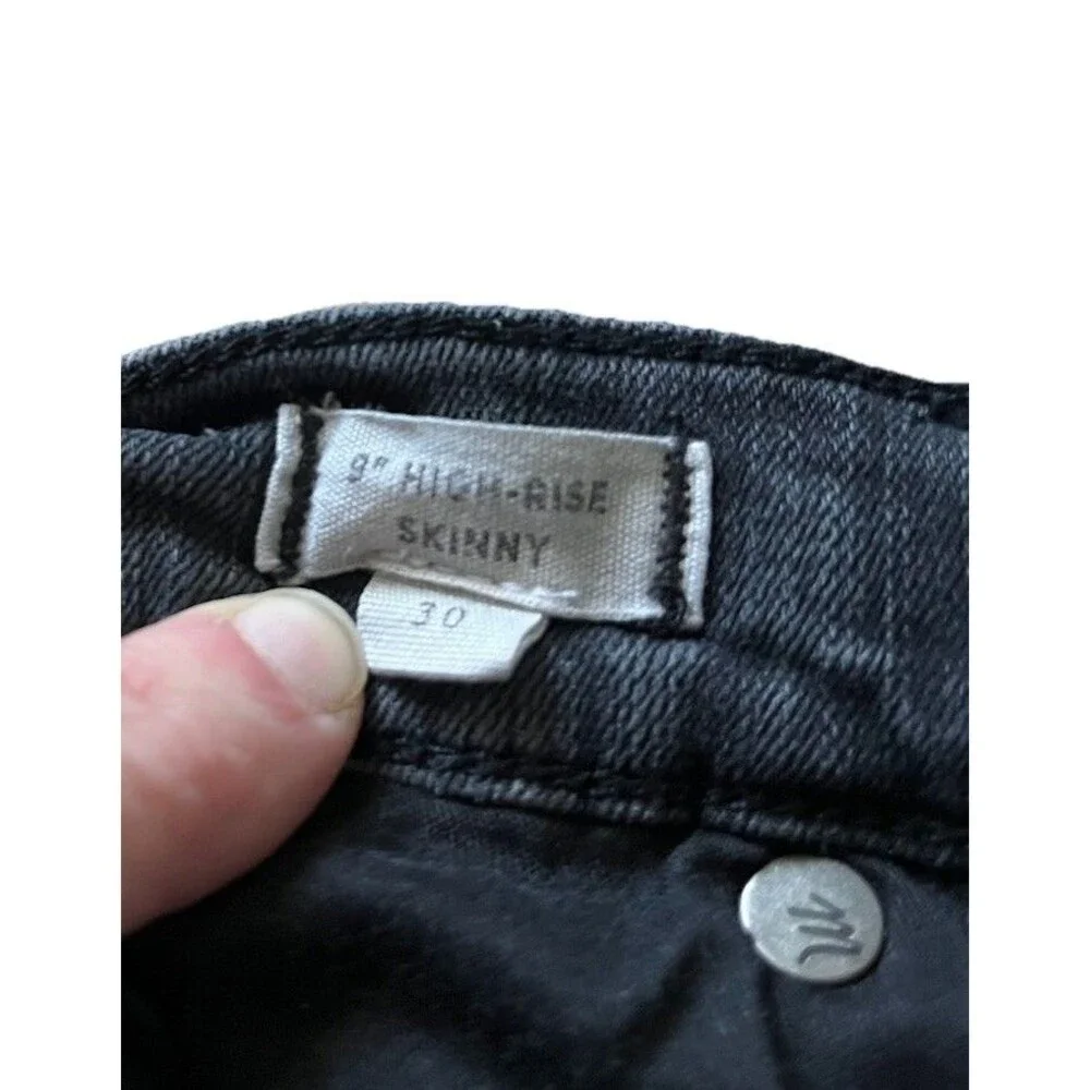 MADEWELL 9" High Rise Skinny Jean Size 30 Womens Black Excellent Condition - Picture 6 of 9
